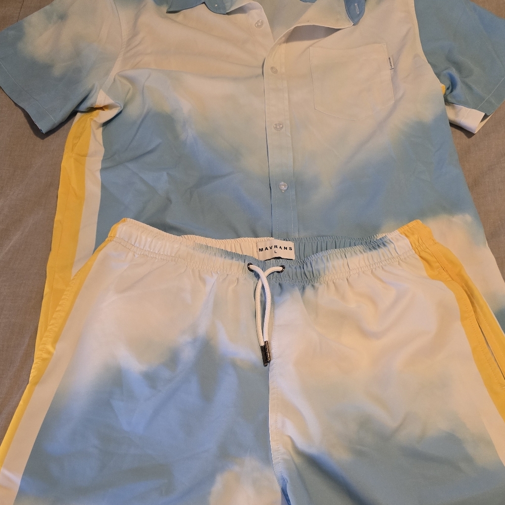 Marni Blue Cloud Print Shirt And Shorts Set - Picture 5 of 8